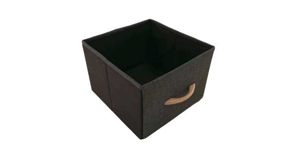 Komoda ZBYŠEK s látkovými šuplíky typ 1, černá/béžová/světlehnědá/tmavohnědá