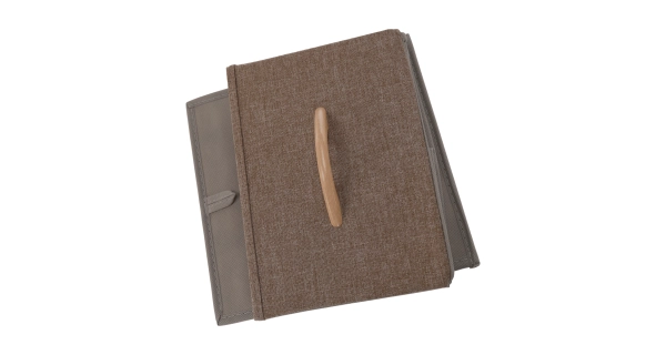 Komoda ZBYŠEK s látkovými šuplíky typ 1, černá/béžová/světlehnědá/tmavohnědá