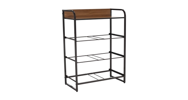 Komoda ZBYŠEK s látkovými šuplíky typ 2, černá/béžová/světlehnědá/tmavohnědá