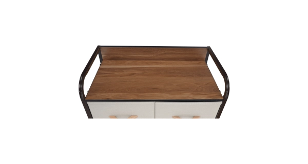 Komoda ZBYŠEK s látkovými šuplíky typ 2, černá/béžová/světlehnědá/tmavohnědá