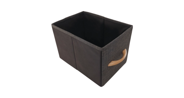 Komoda ZBYŠEK s látkovými šuplíky typ 3, černá/béžová/světlehnědá/tmavohnědá