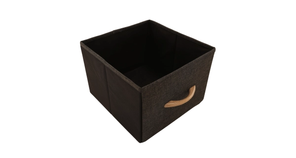 Komoda ZBYŠEK s látkovými šuplíky typ 4, černá/béžová/světlehnědá/tmavohnědá