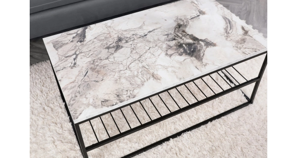 Konferenční stolek AJUMBA, bílá/černá