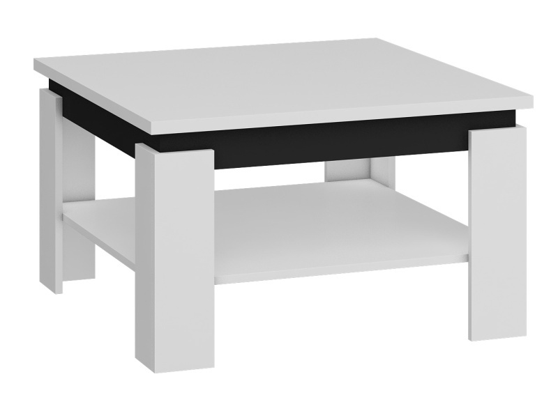 Levně Konferenční stolek KALDRYN, bílá/černý lesk, 5 let záruka