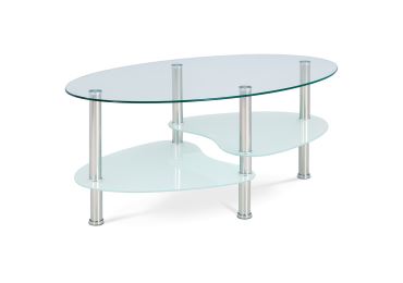 Konferenční stolek ALLIMECH, čiré sklo/mléčné sklo/leštěný nerez