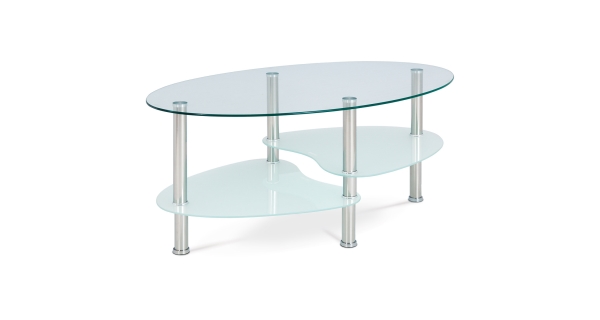 Konferenční stolek ALLIMECH, čiré sklo/mléčné sklo/leštěný nerez
