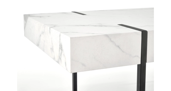 Konferenční stolek AMEDE, bílý mramor/černá