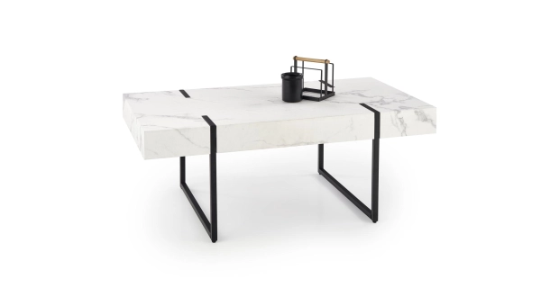 Konferenční stolek AMEDE, bílý mramor/černá
