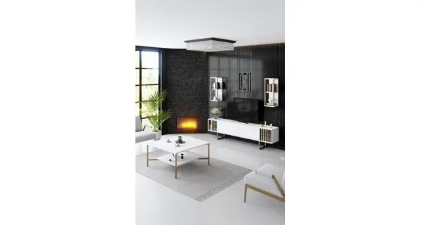 Konferenční stolek AUTUMN, bílá/černá