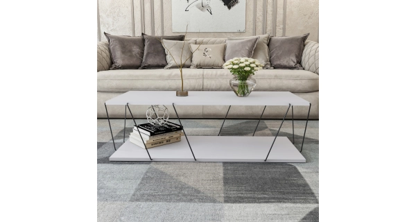 Konferenční stolek BEATRIX, bílá/černá