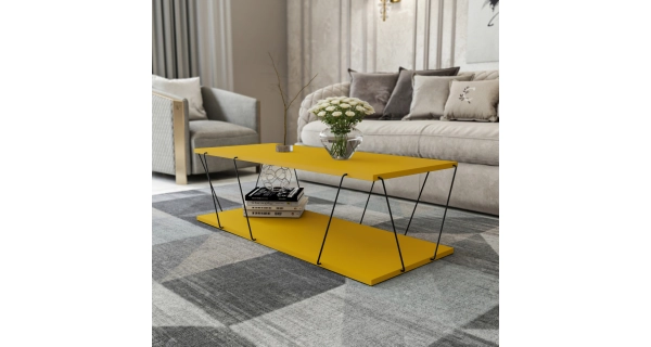 Konferenční stolek BEATRIX, žlutá/černá