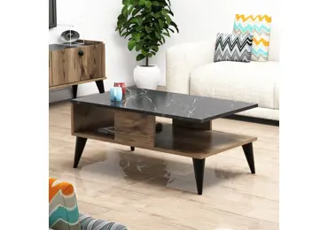 Konferenční stolek BELLONA, vlašský ořech/mramor