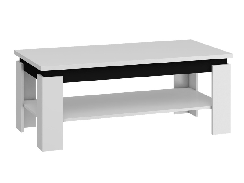 Konferenční stolek STEKIM, bílá/černý lesk, 5 let záruka