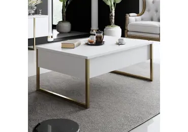 Konferenční stolek BILLY, bílá/zlatá