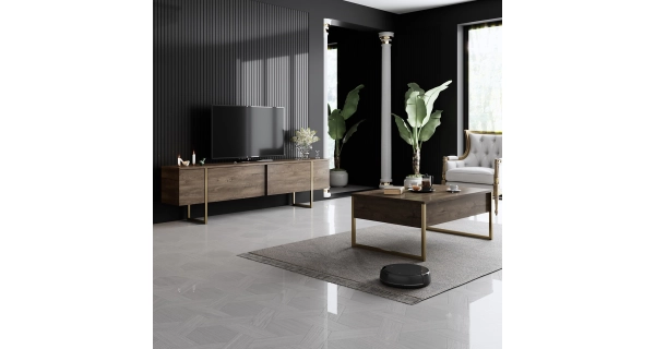 Konferenční stolek BILLY, vlašský ořech/zlatá