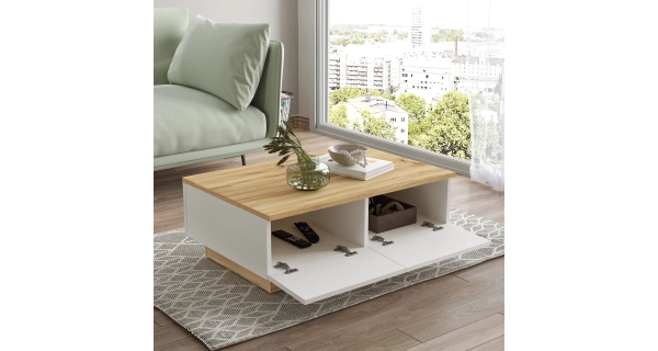 Konferenční stolek BINGO, dub/bílá DOPRODEJ