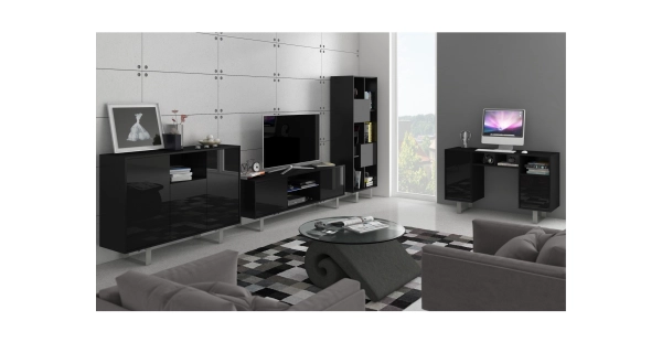 Konferenční stolek BOKARO 8, černá/černý lesk, 5 let záruka