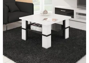 Konferenční stolek DARGANATA A, bílá/černý lesk