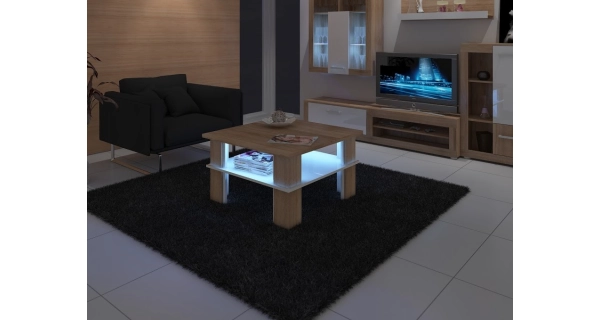 Konferenční stolek DARGANATA A, dub sonoma/bílý lesk, 5 let záruka