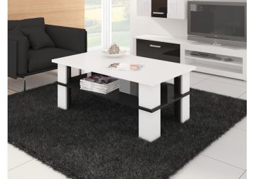 Konferenční stolek DARGANATA B, bílá/černý lesk, 5 let záruka