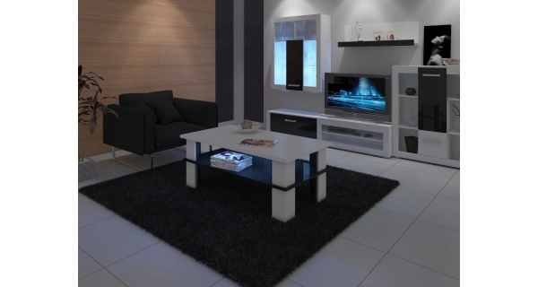 Konferenční stolek DARGANATA B, bílá/černý lesk, 5 let záruka