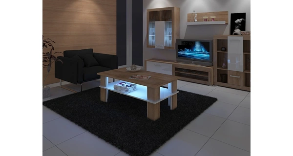 Konferenční stolek DARGANATA B, dub sonoma/bílý lesk