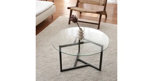 Konferenční stolek DARIEL, černá/transparentní sklo