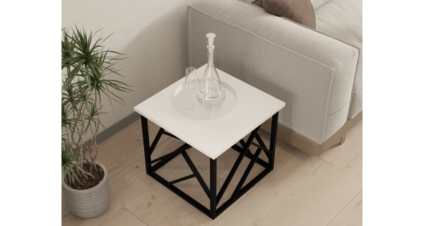 Konferenční stolek DEVERA, bílá/kov