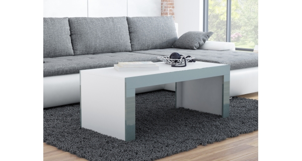 Konferenční stolek DEVIN, bílý mat/šedý lesk