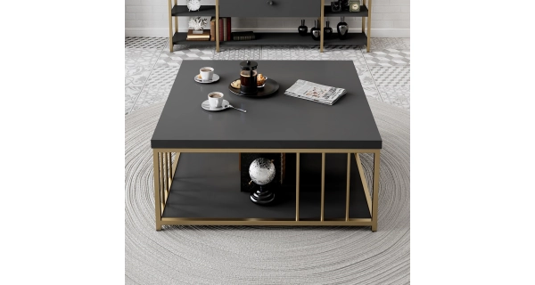 Konferenční stolek DISTLER, antracit/zlatá