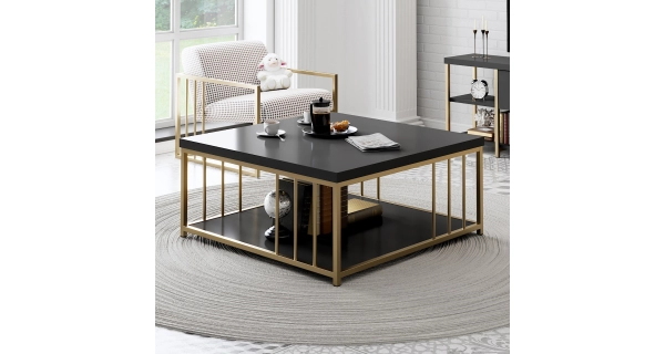 Konferenční stolek DISTLER, antracit/zlatá