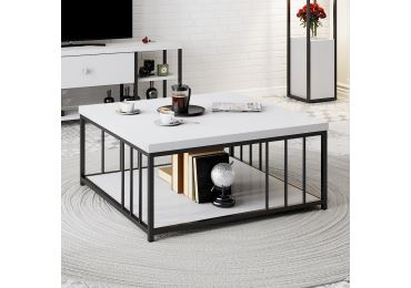 Konferenční stolek DISTLER, bílá/černá