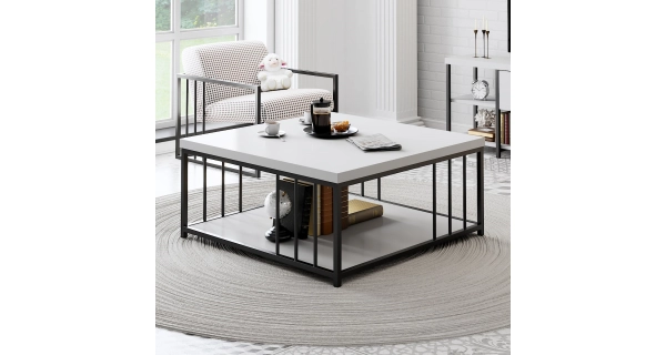 Konferenční stolek DISTLER, bílá/černá