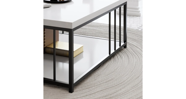 Konferenční stolek DISTLER, bílá/černá