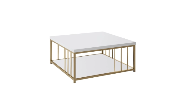 Konferenční stolek DISTLER, bílá/zlatá