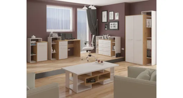 Konferenční stolek DORINDA typ 1, dub artisan/bílá, 5 let záruka