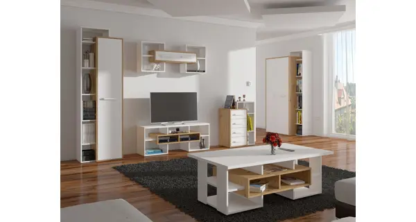 Konferenční stolek DORINDA typ 1, dub artisan/bílá