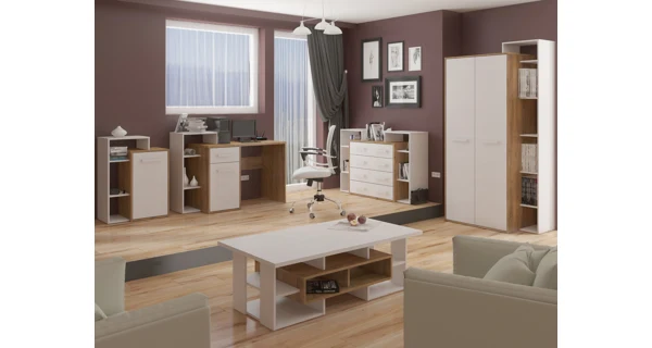 Konferenční stolek DORINDA typ 1, dub burgundský/bílá