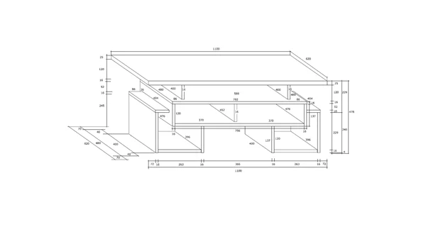 Konferenční stolek DORINDA typ 2, dub sonoma/bílá