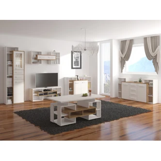 Konferenční stolek DORINDA typ 3, dub burgundský/bílá