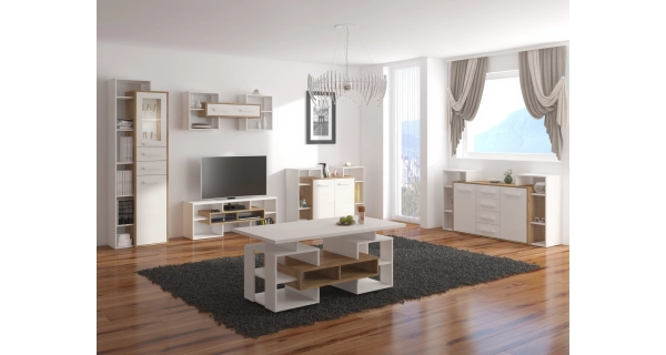 Konferenční stolek DORINDA typ 3, dub burgundský/bílá