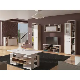 Konferenční stolek DORINDA typ 3, dub sonoma/bílá