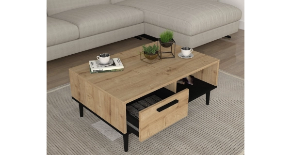 Konferenční stolek DRAKE se zásuvkou, sapphire/černá