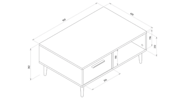 Konferenční stolek DRAKE se zásuvkou, sapphire/černá