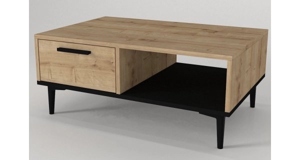 Konferenční stolek DRAKE se zásuvkou, sapphire/černá