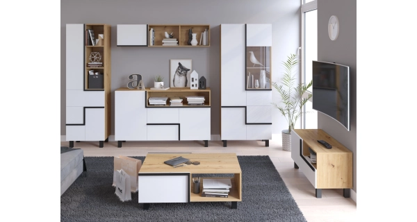 Konferenční stolek DZENGAL 2D, dub artisan/bílá, 5 let záruka