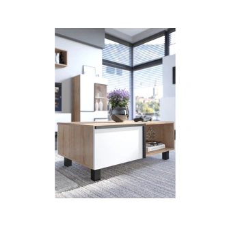 Konferenční stolek DZENGAL 2D, dub sonoma/bílá, 5 let záruka