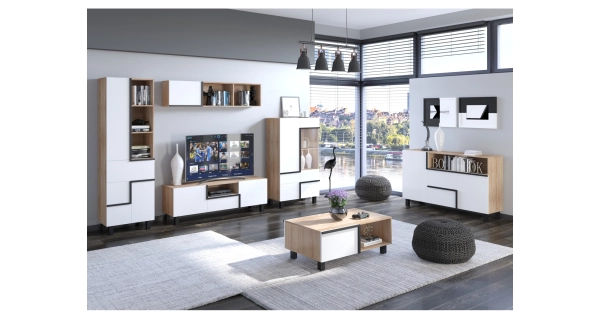 Konferenční stolek DZENGAL 2D, dub sonoma/bílá, 5 let záruka