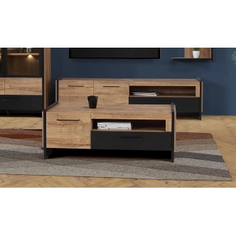 Konferenční stolek EVIA, dub waterford/černá, 5 let záruka