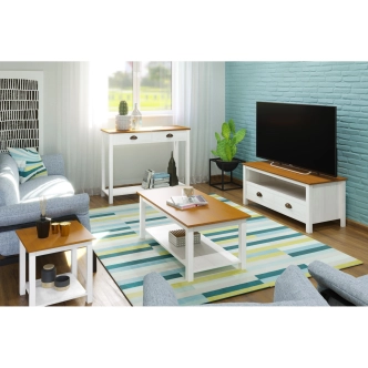 Konferenční stolek FEMI 2, bílá/hnědá